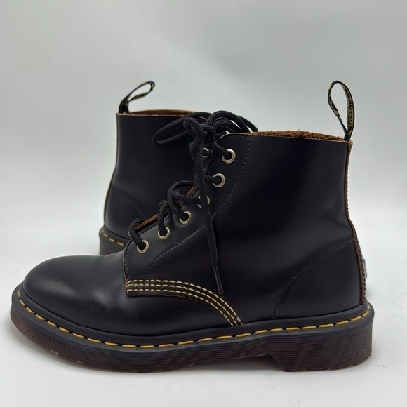Dr martens 101 VINTAGE SMOOTH LEATHER ANKLE BOOTS size 8 black stitching - Picture 2 of 7